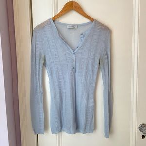 Gabriela Hearst Blue Cashmere Silk Blend Henley